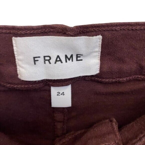 FRAME Le Bardot Crop Flare Jeans in Bordeaux Size 24 - Picture 6 of 7